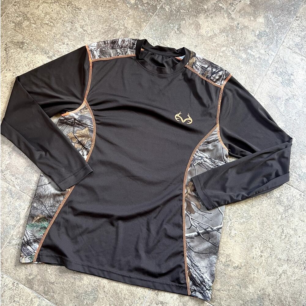 REALTREE Long sleeve Crew Brown Camo Top, Men's size L